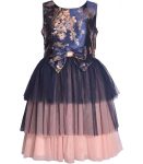 Bonnie Jean Navy Tiered Mesh Dress