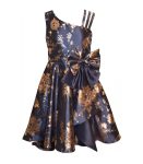 Bonnie Jean Navy:Bronze Foiled One Shoulder Dress
