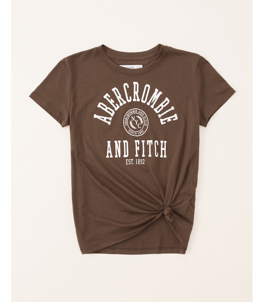 Abercrombie Brown Tie-Front Logo Tee