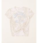 Abercrombie Light Brown Tie Dye Tie-Front Logo Tee