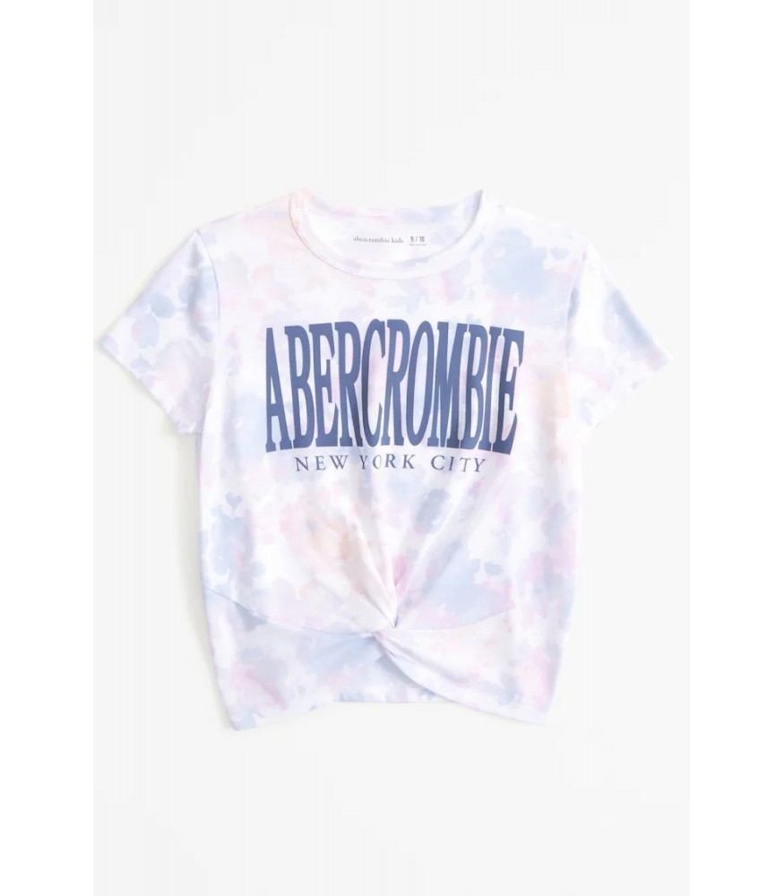 Abercrombie Light Multi Abercrombie Pattern Twist Front Logo Tee