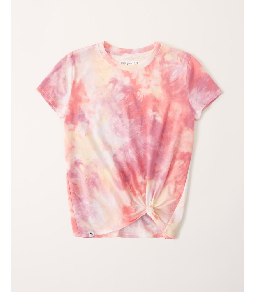 Abercrombie Light Pink Dye Effect Front Tie Tee