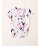 Abercrombie Purple Tie Dye Knot Front Graphic Logo Tee
