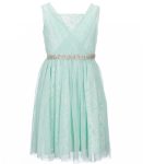Blush By Us Angels Teal_Green Lace Waist Beaded Dress
