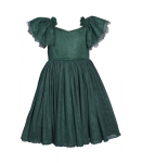 Bonnie Jean Green Lace Flutter Party Dress