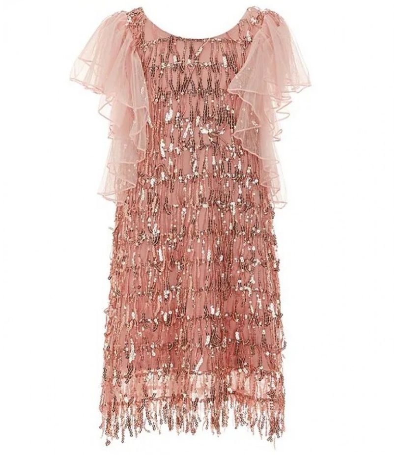 Bonnie Jean Rose Pink Sequin Shift Dress