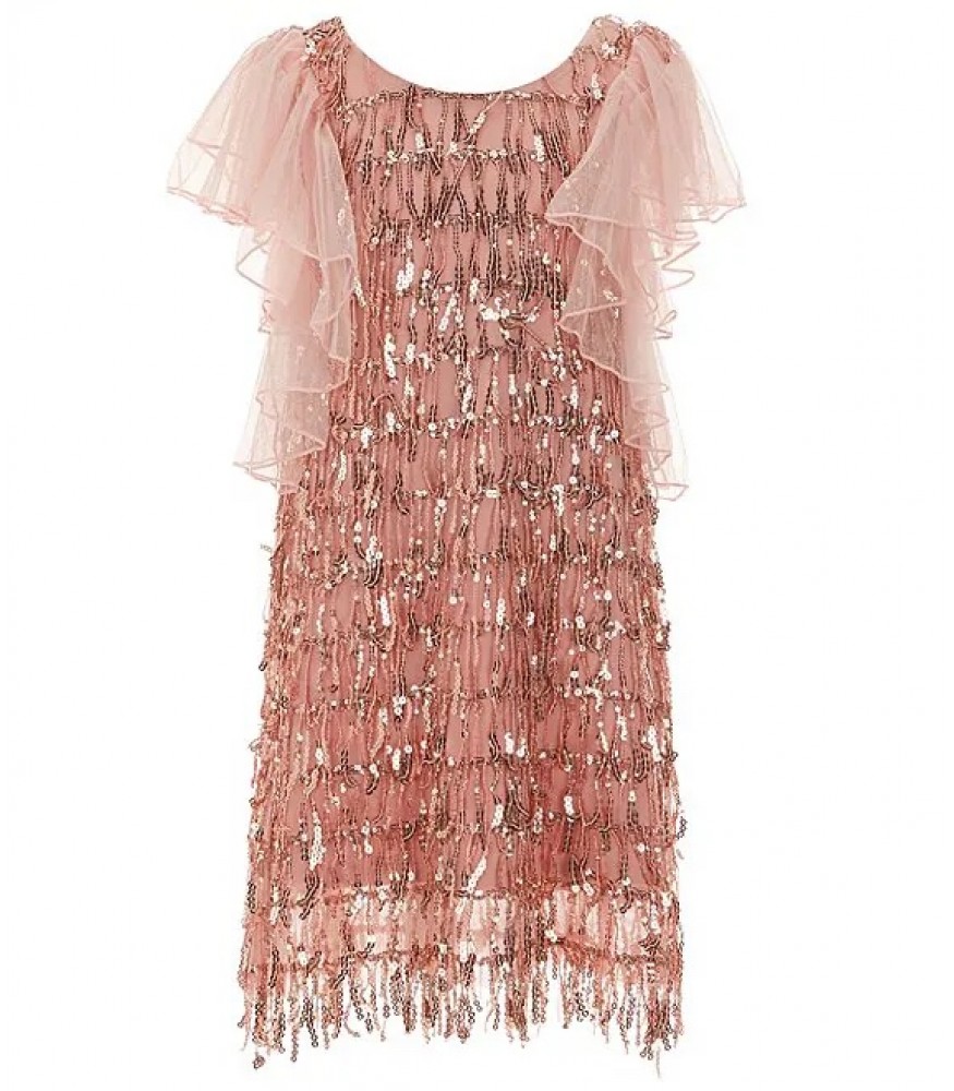 Bonnie Jean Rose Pink Sequin Shift Dress