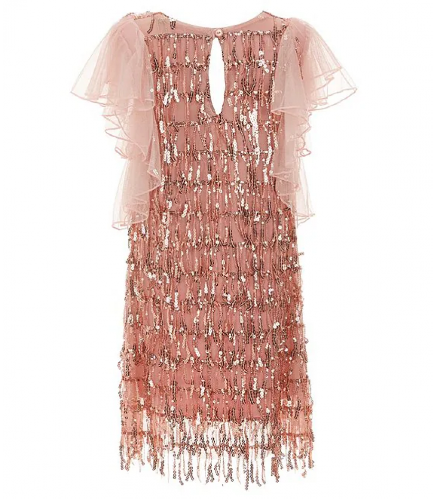 Bonnie Jean Rose Pink Sequin Shift Dress 1
