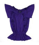 Chaps Ruffled Peasant Purple Top Wt Elastic Waist- Large