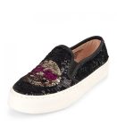 Childrens Place Black Heart Eyes Emoji Flip Sequin Slip On Sneaker
