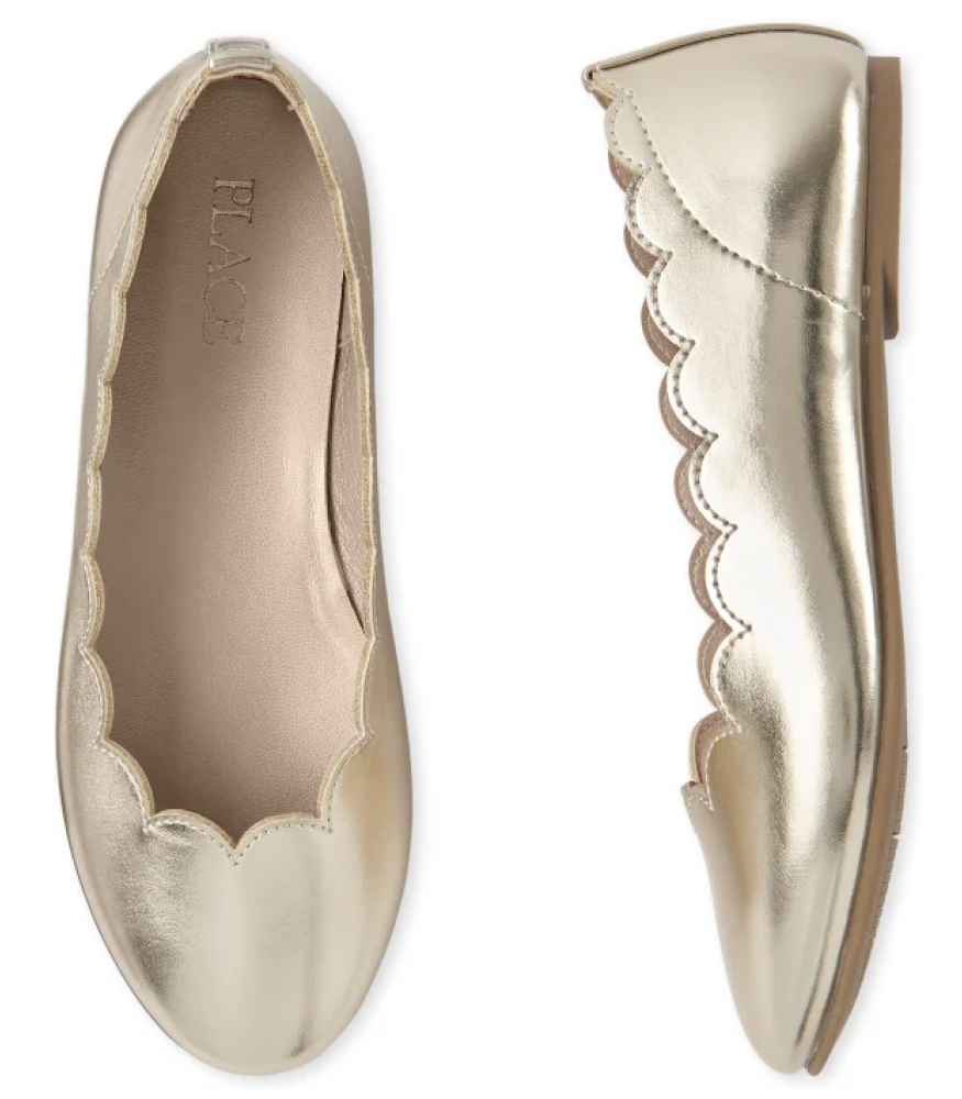 Childrens Place Gold Scalloped Ballet Flats1