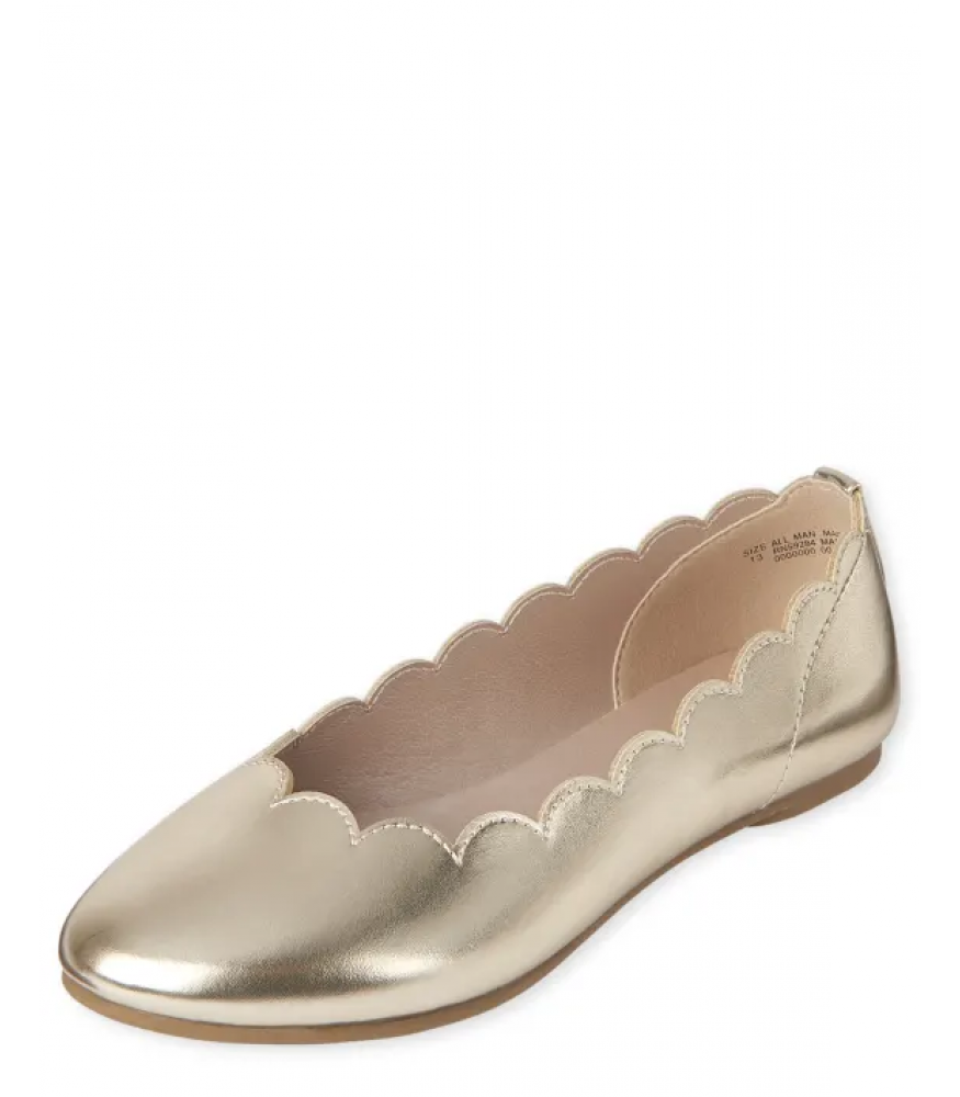 Childrens Place Gold Scalloped Ballet FlatsChildrens Place Gold Scalloped Ballet Flats
