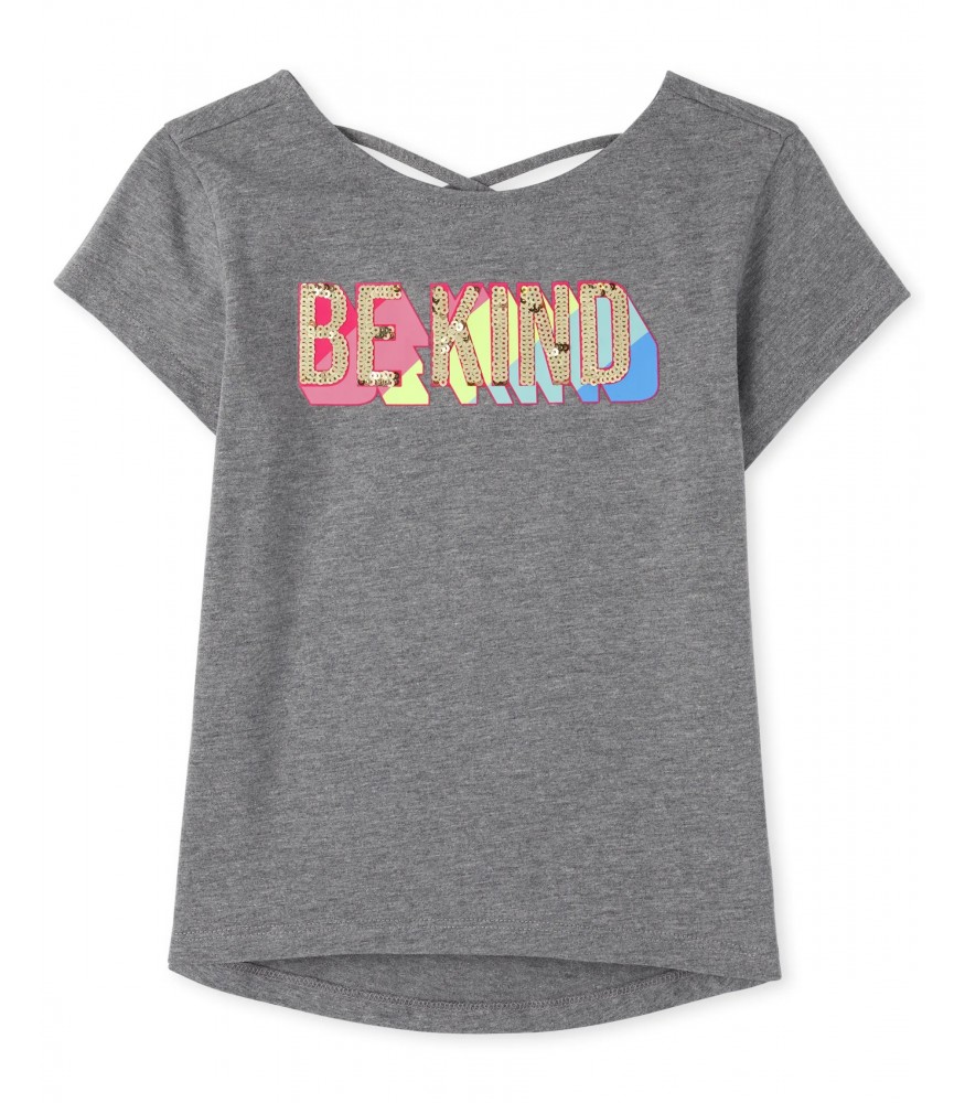 Childrens Place Grey Be Kind Sequin Cross Back Top