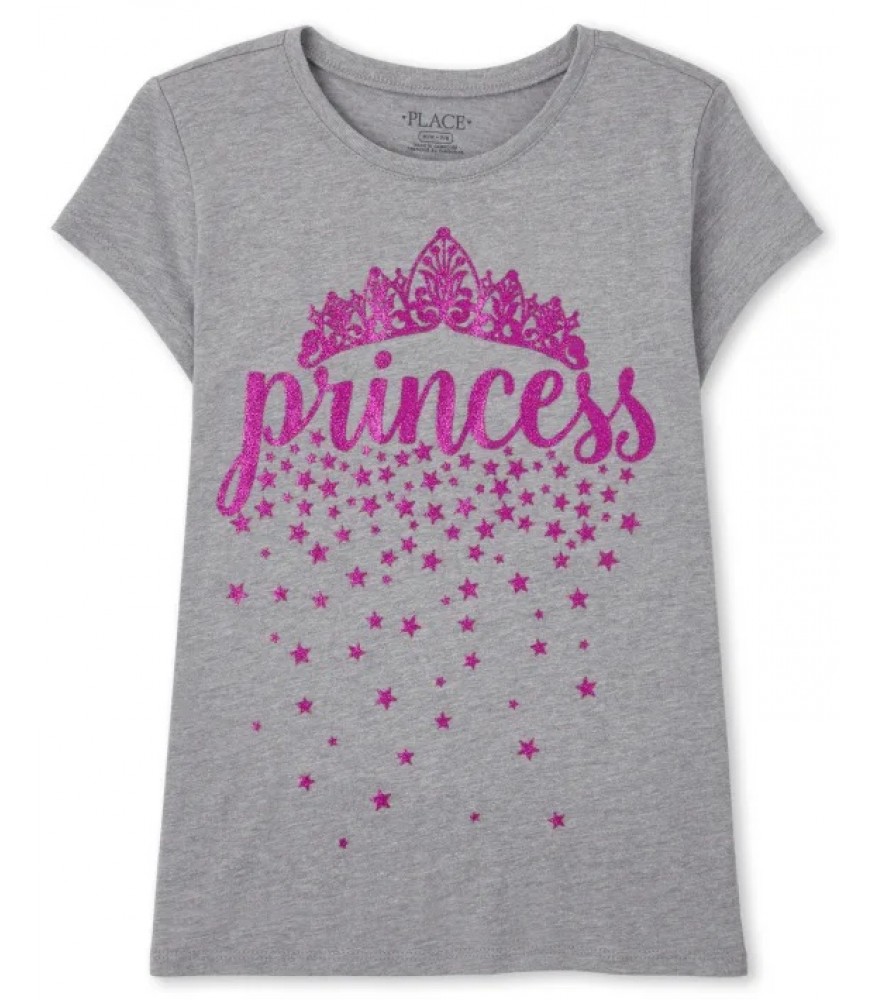 Childrens Place Grey Princess Graphic Tee