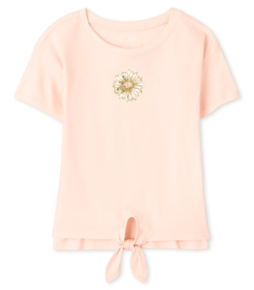 Childrens Place Peach Tie Front Hi-Low Top