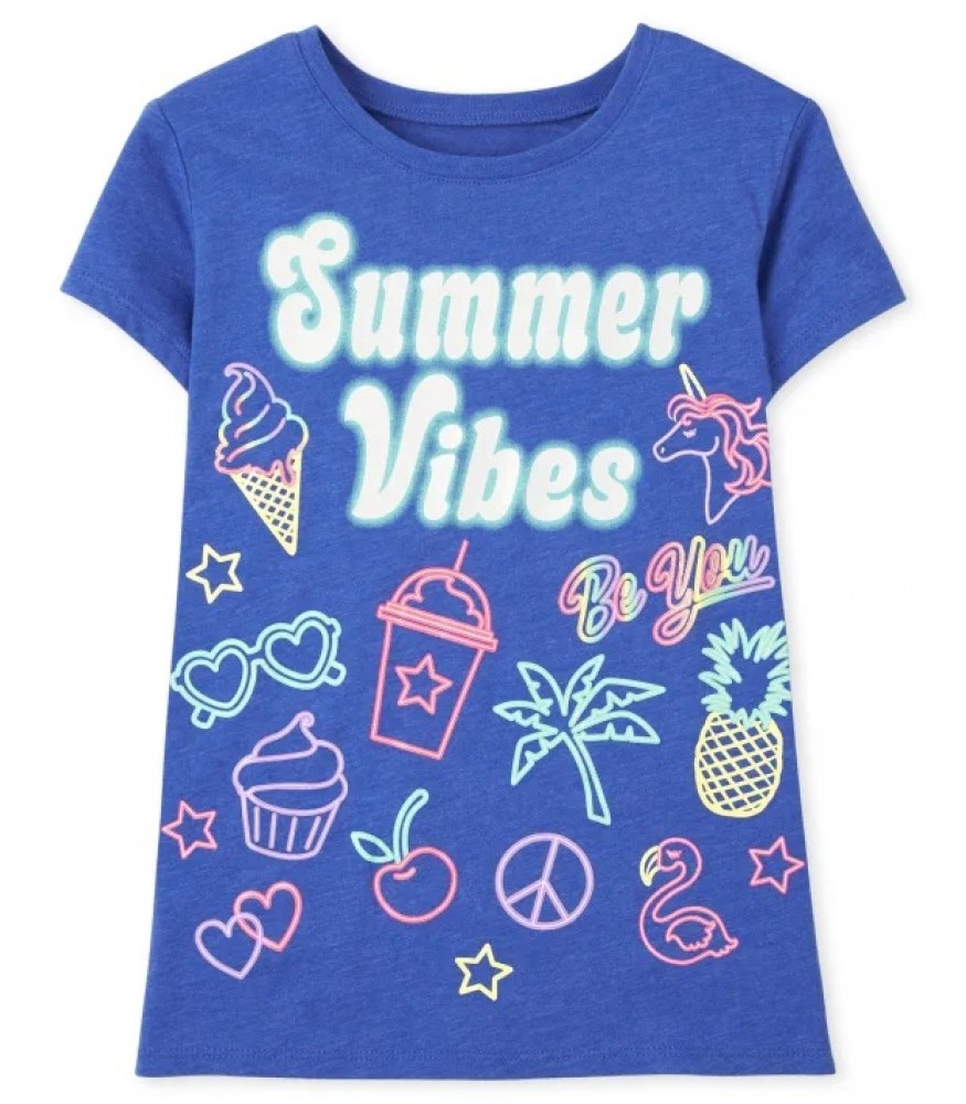 Childrens Place Royal Blue Summer Vibes Graphic Tee