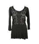 Eyeshadow Grey Sequin Peplum 3_4 Sleeve Top