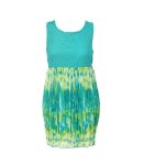 Forever Orchid Turq_Lemon Tie-Dye Chiffon Pleted With Crochet Lace Dress