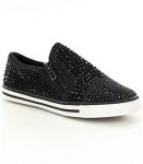 Gb girls black embellished slip-on sneakers wt dual side zip