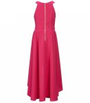Honie & Rosie Pink_Fuschia Illusion Cage Nexk High Low Dress