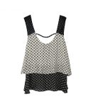 I N San Francisco Black_White Win Layered Tank Top Wt Crochet Strap