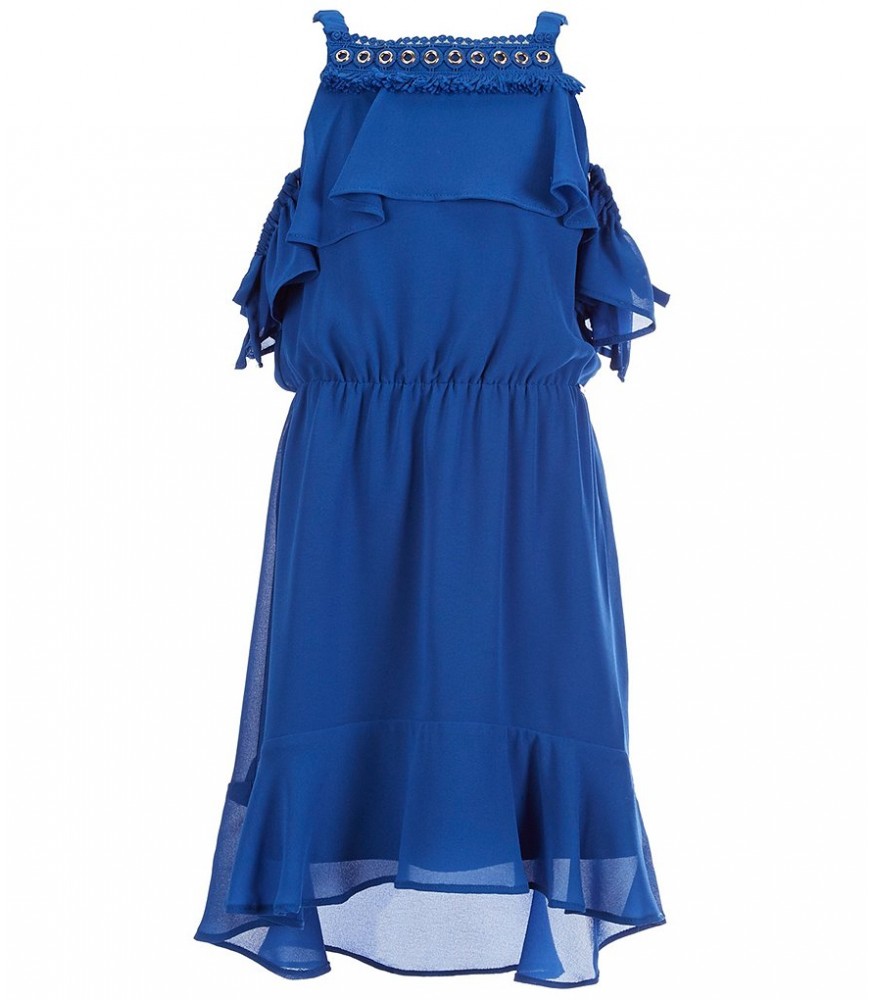 Marciano Blue Cold Shoulder High Low Dress