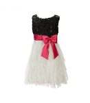Rare Editions Black Seqd Soutache Wt Cream Shimmer Ruffle Tier Skirted