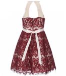 Rare Editions Burgundy Sleeveless Lace Dress1