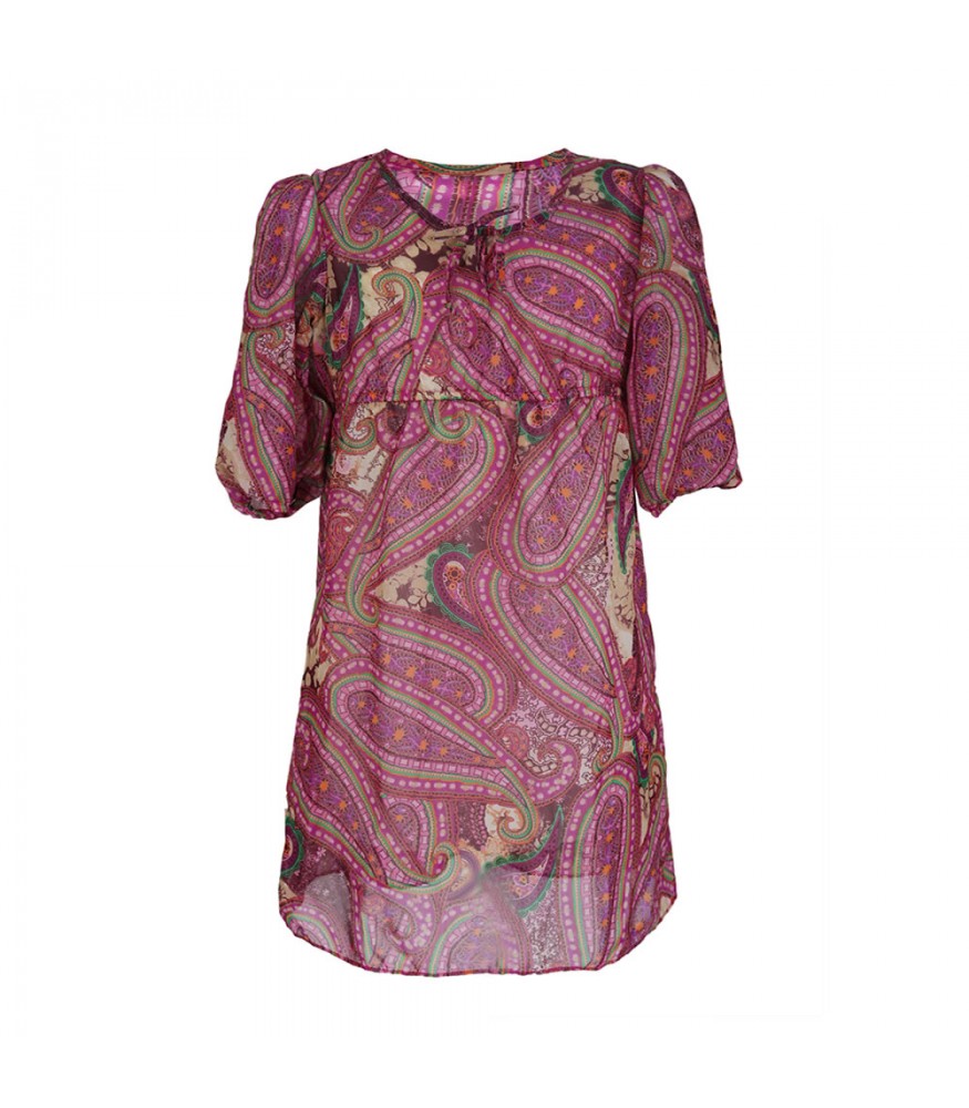 Rare Editions Pink/Brown Paisley Chiffon Dress