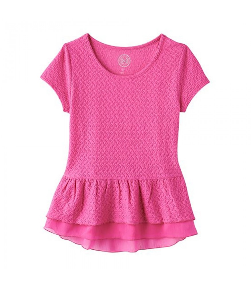 Sonoma Pink Knit Textured Peplum Top