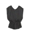 Speechless Black Chiffon Wt Multi Raindown Dots Top