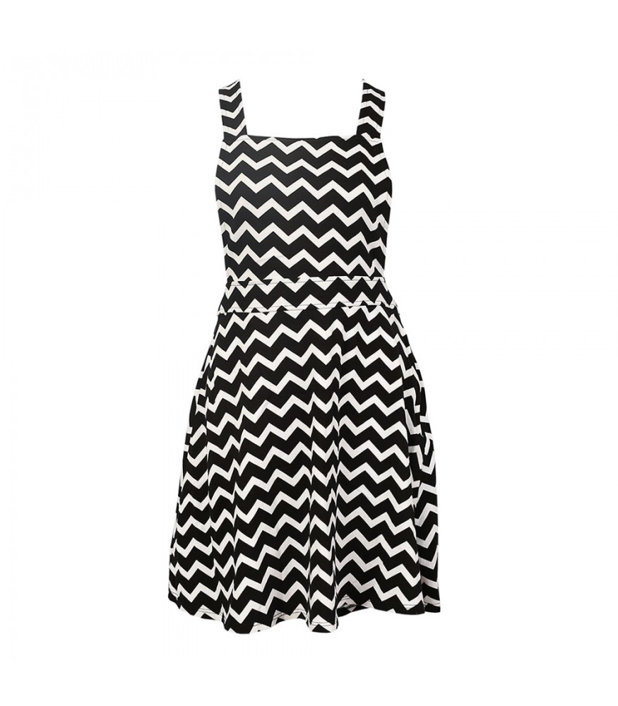 Speechless Black/White Cheverom Skirtail Dress