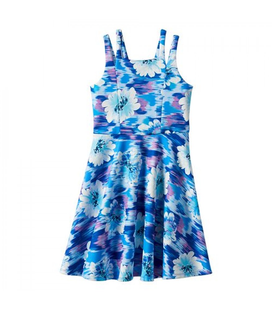 Speechless Blue Purple Floral Skater Dress