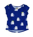 Total Girl Blue Fat Cat Graphic Hi_Lo Tee
