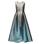 Tween Diva Aqua/Gold Metallic/Iridiscent/Two Tone Split Shoulder Walk Through Dress