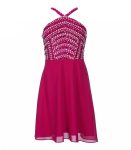 Tween Diva Magenta Beaded Bodice Fit & Flare Dress