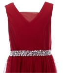 Xtraordinary Red Illusion Beaded Waist A-Line Dress