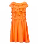 copper key orange ruffle bodice dress