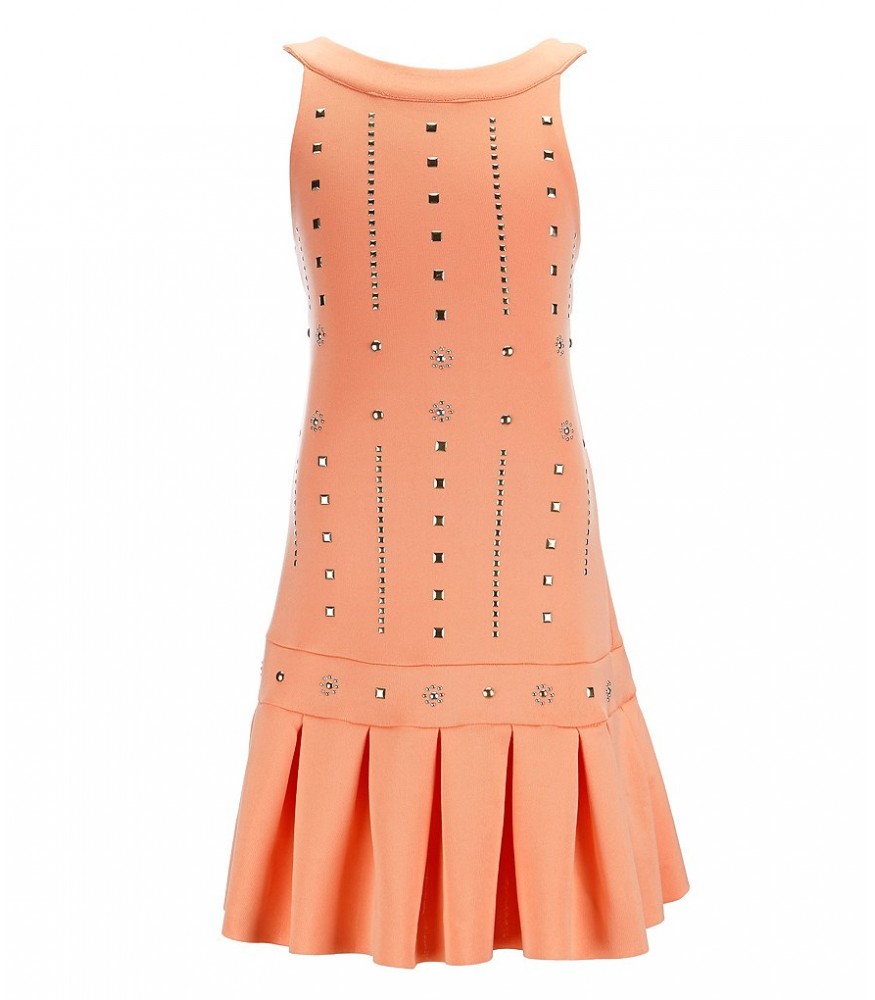 marciano peach gold embellished scuba dress