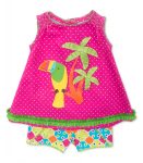 rare editions pink:green bird & tree 2pc set