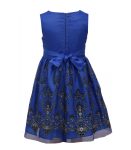 Bonnie Jean Blue Embroidered Mesh Flocked Dress