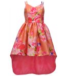 Bonnie Jean Iris & Ivy Orange Multi Floral Mikado Hi-Low Dress
