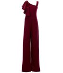 Rare Editions Burgundy Ruffle Shoulder Scuba Crepe Jumpsuit